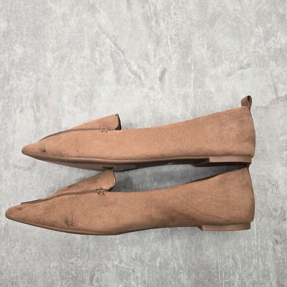 Lulus Pointed Toe Flat Loafers 10 Brown Minimalist Preppy Old Money Slip On Shoe - Picture 7 of 11